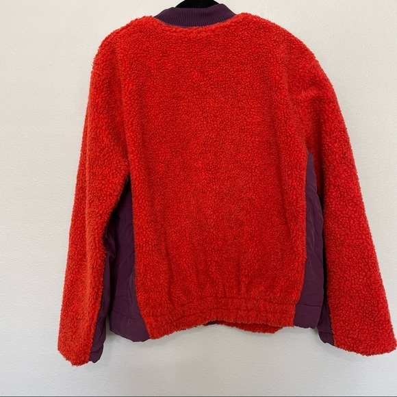 We the free Rivington Sherpa jacket red deep pile fleece and purple accents sz.M - Picture 5 of 5